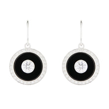 Load image into Gallery viewer, Wellington_&amp;_North_Art_Deco_Jewellery_Marilyn_Cubic_Zirconia_Black_Onyx_925_Sterling_Silver_Round_Drop_Earrings