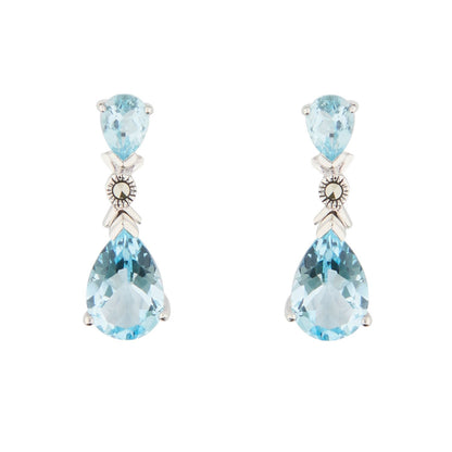 Wellington_&_North_Jewellery_Helena_Art_Deco_Blue_Topaz_Marcasite_925_Sterling_Silver_Drop_Earrings