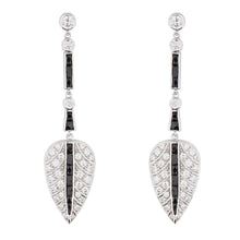Load image into Gallery viewer, Art Deco Style Drop Earrings: Silver, Onyx, Cubic Zirconia