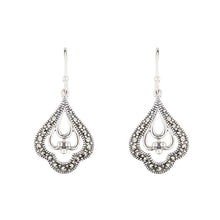 Load image into Gallery viewer, Vintage Style Drop Earrings: Sterling Silver and Marcasite