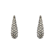 Load image into Gallery viewer, Wellington_&amp;_North_Art_Deco_Jewellery_Meredith_Marcasite_925_Sterling_Silver_Small_Huggie_Earrings_Front_View