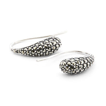Load image into Gallery viewer, Wellington_&amp;_North_Art_Deco_Jewellery_Meredith_Marcasite_925_Sterling_Silver_Small_Huggie_Earrings_Side_Angle