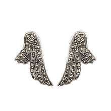 Load image into Gallery viewer, Wellington_&amp;_North_Art_Deco_Jewellery_Stevie_Marcasite_925_Sterling_Silver_Angel_Wing_Earrings