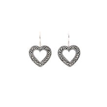 Load image into Gallery viewer, Olivia: Art Deco Heart Earrings in Marcasite and Sterling Silver