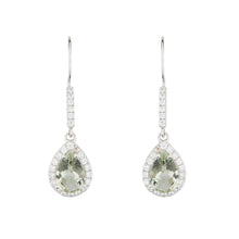 Load image into Gallery viewer, Wellington_&amp;_North_Art_Deco_Jewellery_Juliet_Teardrop_Green_Amethyst_Cubic_Zirconia_Sterling_Silver_Drop_Earrings