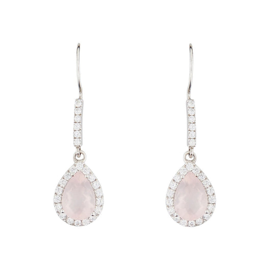 Wellington_&_North_Art_Deco_Jewellery_Juliet_Teardrop_Rose_Quartz_Cubic_Zirconia_925_Sterling_Silver_Drop_Earrings