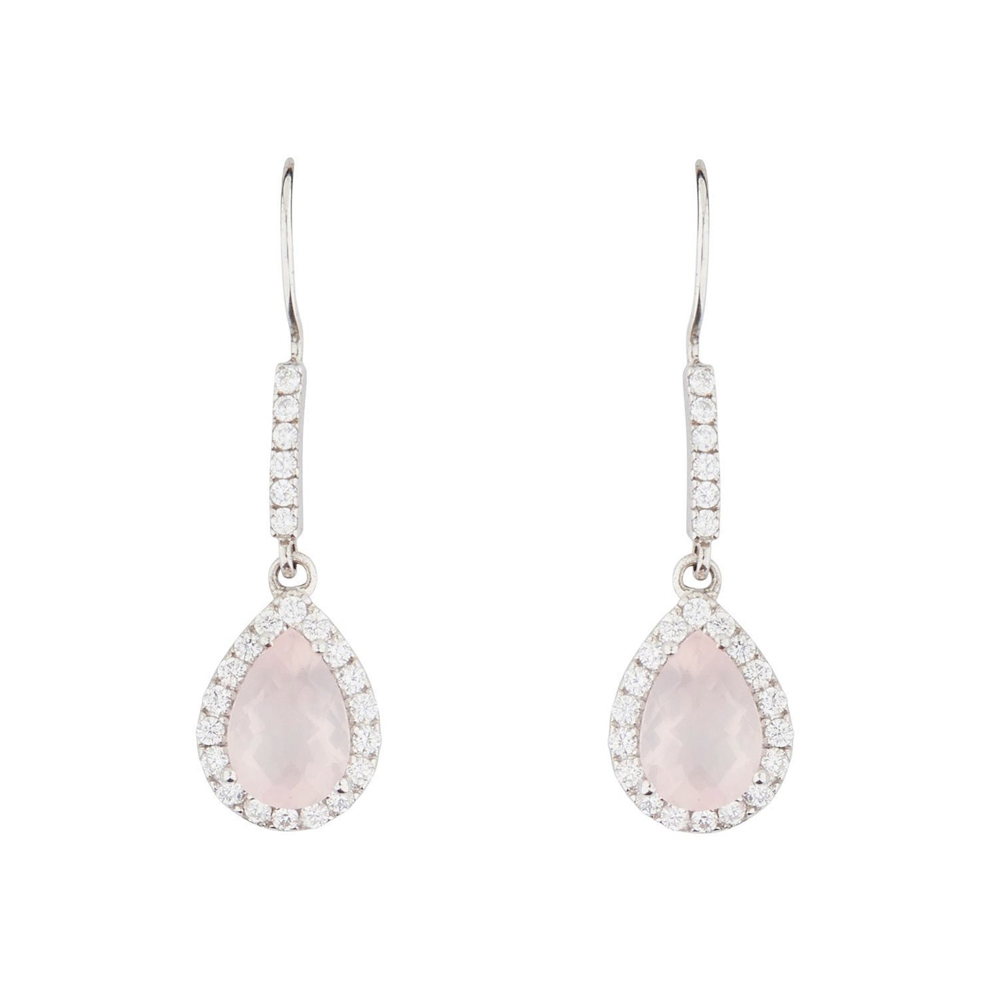 Wellington_&_North_Art_Deco_Jewellery_Juliet_Teardrop_Rose_Quartz_Cubic_Zirconia_925_Sterling_Silver_Drop_Earrings