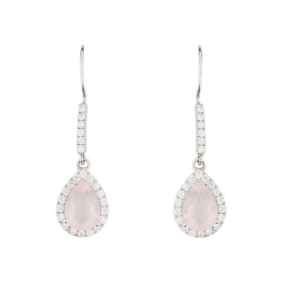 Wellington_&_North_Art_Deco_Jewellery_Juliet_Teardrop_Rose_Quartz_Cubic_Zirconia_925_Sterling_Silver_Drop_Earrings