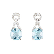 Load image into Gallery viewer, Wellington_&amp;_North_Art_Deco_Jewellery_Rosalind_Cushion_Cut_Blue_Topaz_Cubic_Zirconia_925_Sterling_Silver_Drop_Earrings