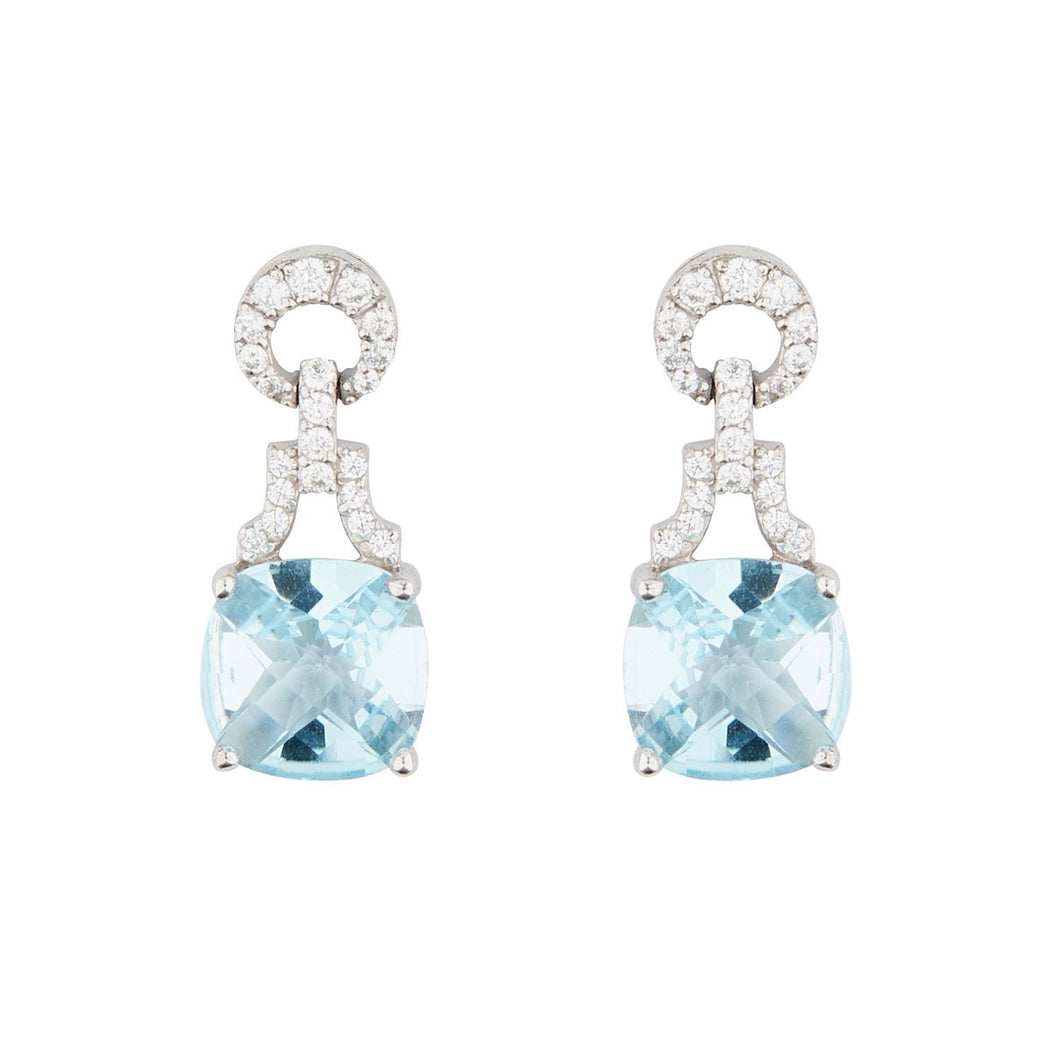 Wellington_&_North_Art_Deco_Jewellery_Rosalind_Cushion_Cut_Blue_Topaz_Cubic_Zirconia_925_Sterling_Silver_Drop_Earrings