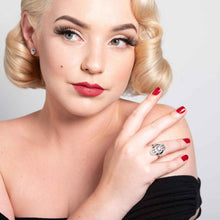 Load image into Gallery viewer, Elizabeth: Art Deco Ring in Cubic Zirconia, Black Onyx and Sterling Silver