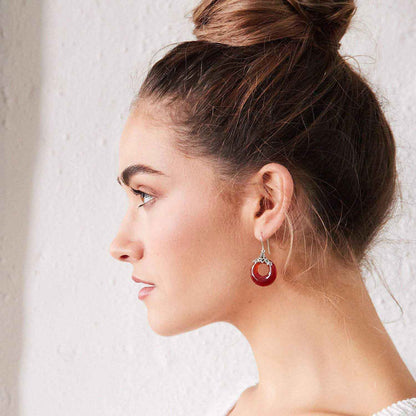 Elsie: Art Deco Drop Earrings in Carnelian, Marcasite and Sterling Silver