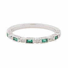 Load image into Gallery viewer, Art Deco Style Ring: White Gold, Emerald and Diamond