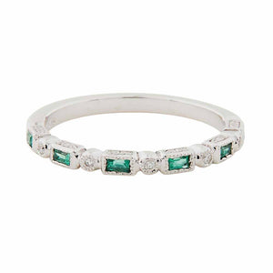 Art Deco Style Ring: White Gold, Emerald and Diamond