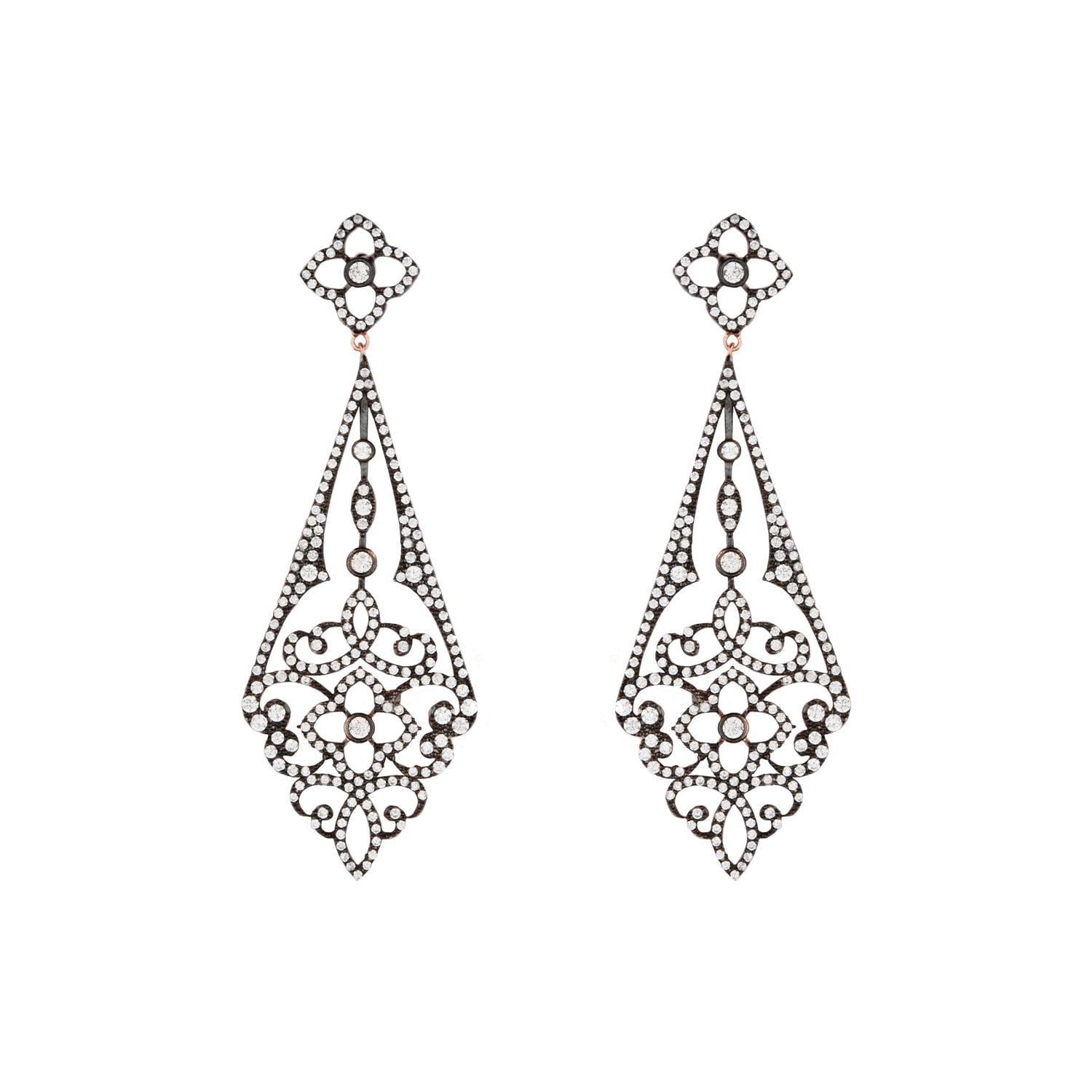 Chandelier Drop Earrings: Sterling Silver and Cubic Zirconia 
