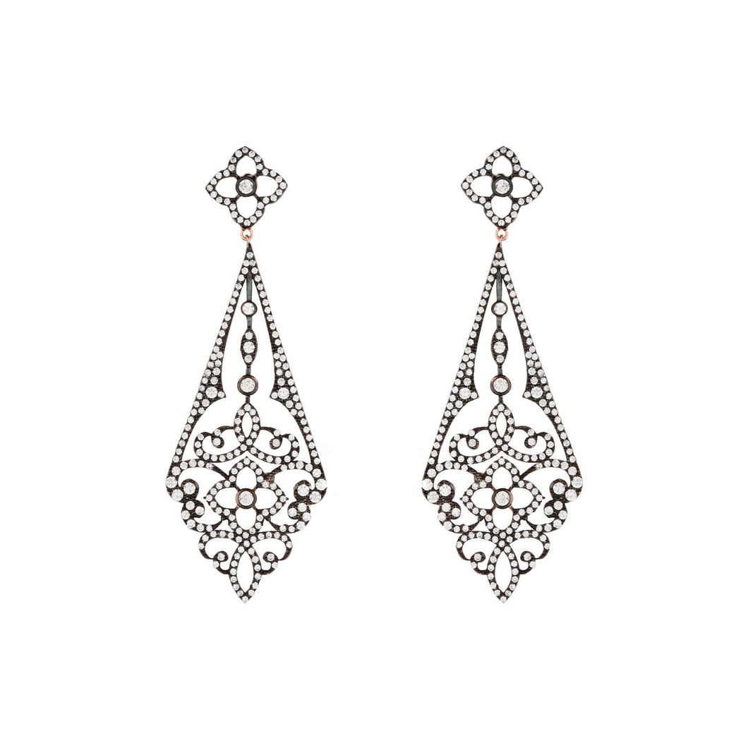 Chandelier Drop Earrings: Sterling Silver and Cubic Zirconia 