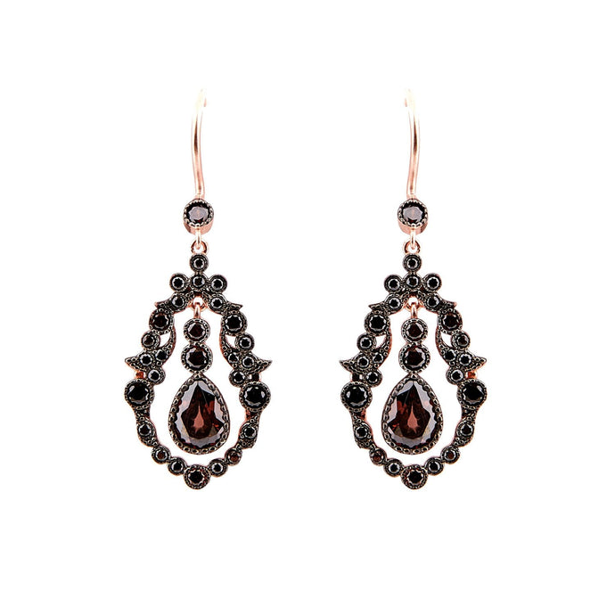 Rose Gold Drop Earrings with Cubic Zirconia 