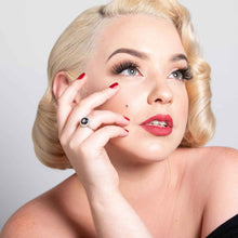 Load image into Gallery viewer, Greta: Round Art Deco Ring in Black Onyx, Cubic Zirconia and Sterling Silver