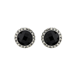 Jeanette: Stud Earrings in Faceted Black Onyx, Marcasite and  Sterling Silver