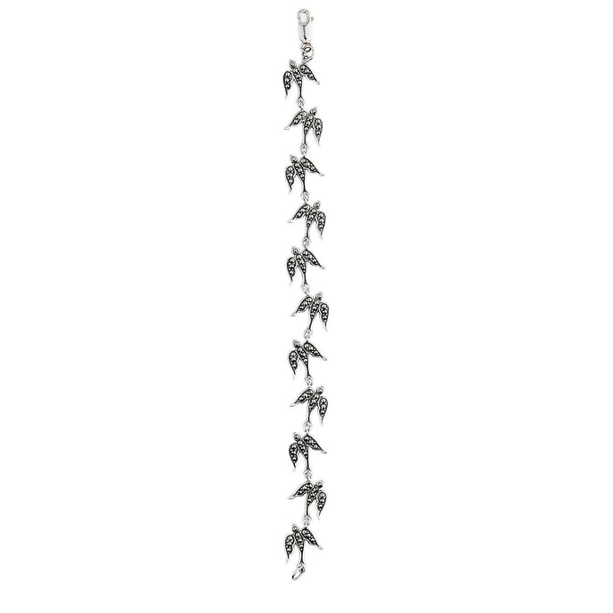 Joni: Victorian Style Swallow Bracelet in Marcasite and Sterling Silver