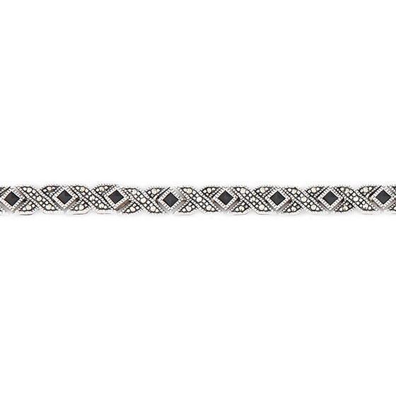 Wellington_&_North_Art_Deco_Jewellery_Lillian_Black_Onyx_Marcasite_925_Sterling_Silver_Bracelet_Bangle