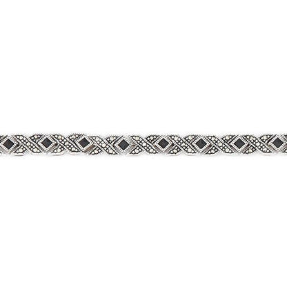 Wellington_&_North_Art_Deco_Jewellery_Lillian_Black_Onyx_Marcasite_925_Sterling_Silver_Bracelet_Bangle