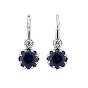 Lizzie: Antique Style Earrings in Blue Cubic Zirconia and Sterling Silver