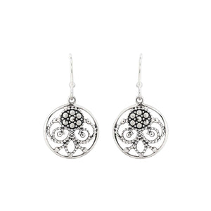 Lulu: Art Nouveau Style Filigree Drop Earrings in Marcasite and Sterling Silver