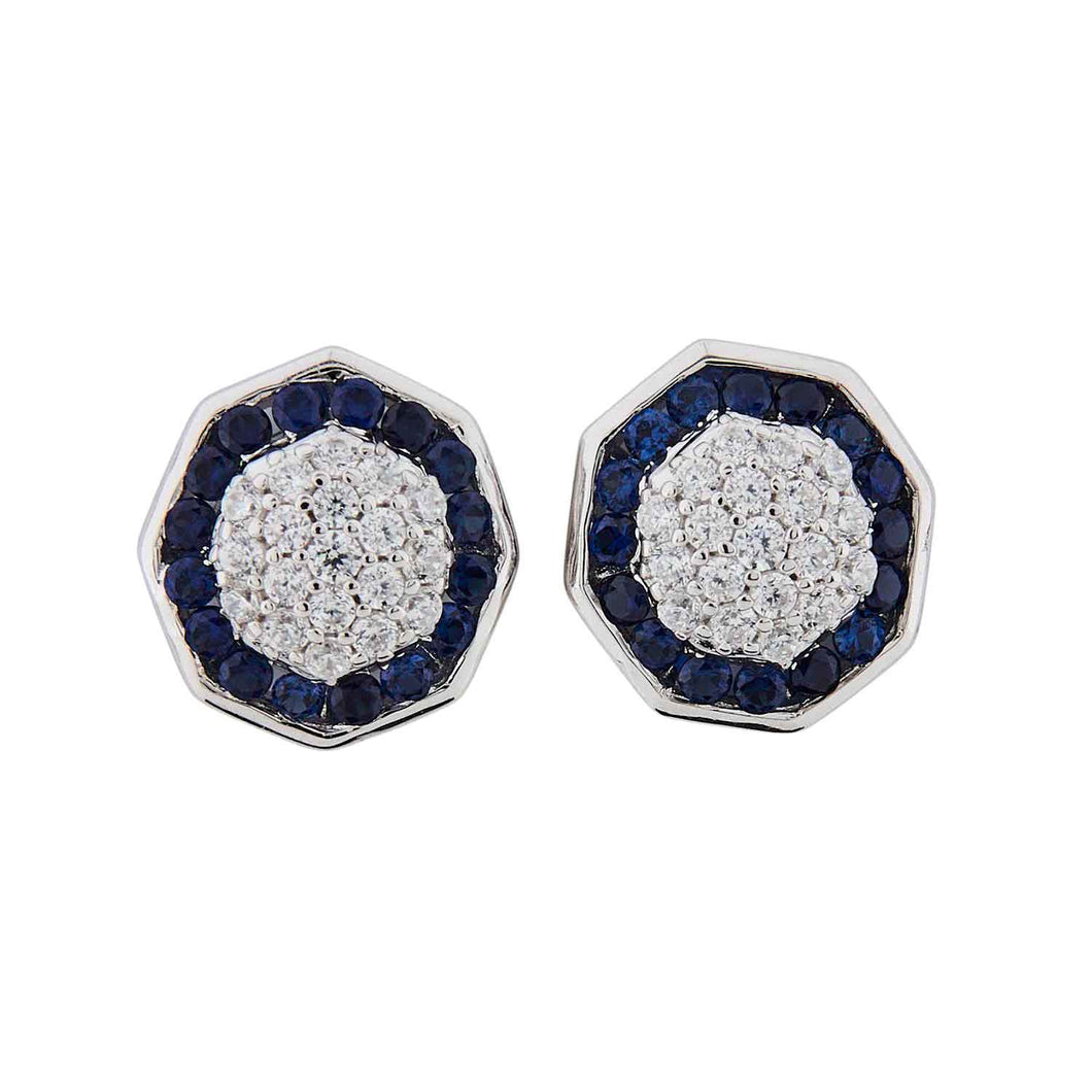 Maribel: Art Deco Style Earrings in Cubic Zirconia, Synthetic Sapphire and Sterling Silver