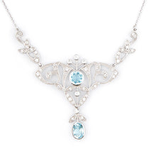 Load image into Gallery viewer, Wellington_&amp;_North_Art_Deco_Jewellery_Portia_Blue_Topaz_Cubic_Zirconia_925_Sterling_Silver_Necklace