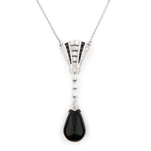 Load image into Gallery viewer, Wellington_&amp;_North_Art_Deco_Jewellery_Louise_Black_Onyx_Cubic_Zirconia_925_Sterling_Silver_Necklace