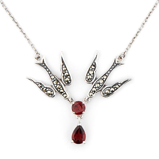 Wellington_&_North_Jewellery_Joni_Marcasite_Red_Garnet_925_Sterling_Silver_Swallow_Necklace