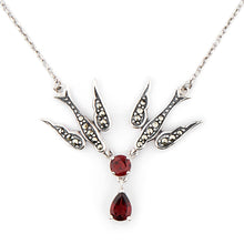 Load image into Gallery viewer, Wellington_&amp;_North_Jewellery_Joni_Marcasite_Red_Garnet_925_Sterling_Silver_Swallow_Necklace