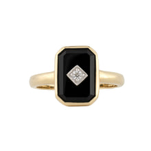 Load image into Gallery viewer, Octavia: Art Deco Style Ring in 9ct Yellow Gold, Onyx and Diamond