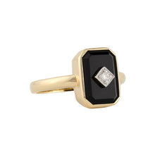Load image into Gallery viewer, Octavia: Art Deco Style Ring in 9ct Yellow Gold, Onyx and Diamond