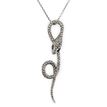Wellington_&_North_Art_Deco_Jewellery_Victoria_925_Sterling_Silver_Marcasite_Black_Onyx_Snake_Serpent_Pendant