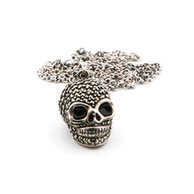 Load image into Gallery viewer, Wellington_&amp;_North_Jewellery_Jett_Marcasite_Black_Enamel_925_Sterling_Silver_Skull_Pendant_Necklace