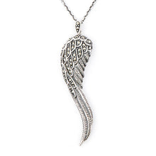 Load image into Gallery viewer, Angel Wing Pendant Necklace: Sterling Silver, Marcasite 