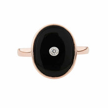 Load image into Gallery viewer, Art Deco Style Oval Ring: 9ct Rose Gold, Onyx and Diamond