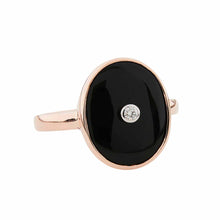 Load image into Gallery viewer, Art Deco Style Oval Ring: 9ct Rose Gold, Onyx and Diamond