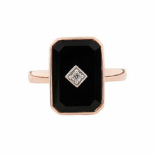 Load image into Gallery viewer, Grand Octavia: Art Deco Style Ring in 9ct Rose Gold, Onyx and Diamond
