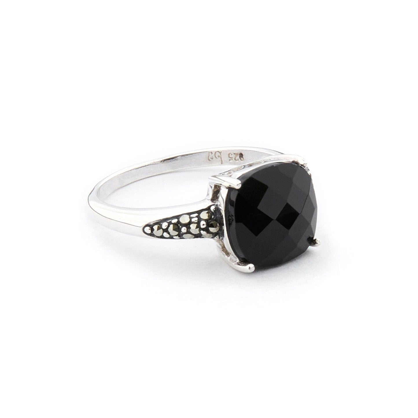 Silver, Marcasite and Onyx Art Deco Style Ring