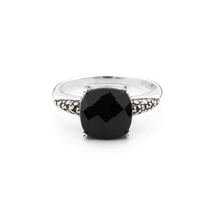 Silver, Marcasite and Onyx Art Deco Style Ring