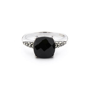 Silver, Marcasite and Onyx Art Deco Style Ring