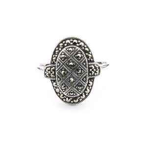 Art Deco Style Ring: Sterling Silver, Marcasite 