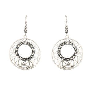 Wellington_&_North_Jewellery_Isabella_Art_Deco_Marcasite_925_Sterling_Silver_Round_Drop_Earrings