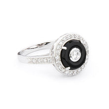 Load image into Gallery viewer, Wellington_&amp;_North_Jewellery_Greta_Art_Deco_Black_Onyx_Cubic_Zirconia_925_Sterling_Silver_Ring_Side_View