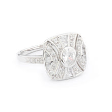 Load image into Gallery viewer, Art Deco Style Cushion Shaped Ring: Silver and Cubic Zirconia