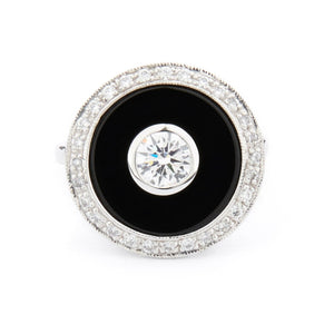 Wellington_&_North_Art_Deco_Jewellery_Marilyn_Cubic_Zirconia_Black_Onyx_925_Sterling_Silver_Round_Ring_Front_View