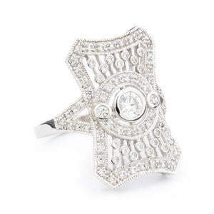 Wellington_&_North_Art_Deco_Judy_Jewellery_Cubic_Zirconia_925_Sterling_Silver_Cocktail_Ring_Side_View